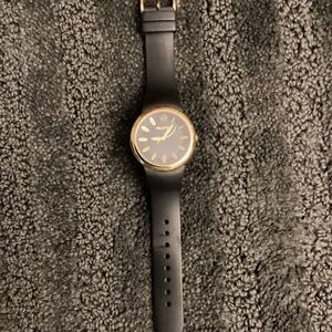 Fruitz By Philip Stein Watch Women 37mm Gold Tone Black Band 30M New Battery